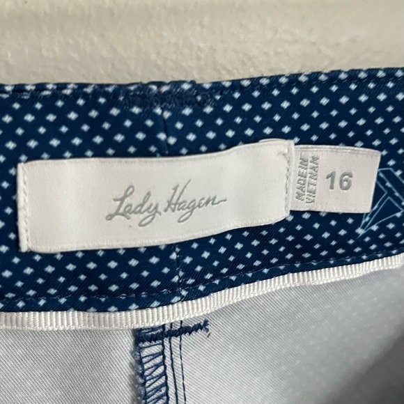 Lady Hagen Women’s Bermuda‎ Golf Shorts Sailboats Dots Blue White Size 16 - Picture 5 of 9